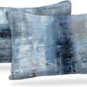 Blue and Grey Abstract Art Artwork Pillow Cover, Gallery Modern Decorative Throw Pillows Cushion Cover for Bedroom Sofa Living Room 12 x 20 Inch Set of 2