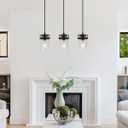 Kitchen Pendant Lighting Over Island Pendant Lights with Seeded Glass Shade Black 3 Pendant Lighting Adjustable Farmhouse Ceiling Light for Kitchen Island Dining Room Bedroom Living Room