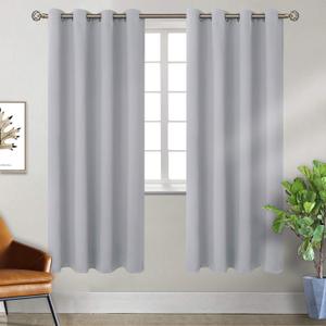 BGment Room Darkening Curtains for Bedroom - Grommet Thermal Insulated Window Treatments Light Blocking Curtains for Living Room, Each 55 x 69 Inch, Light Grey