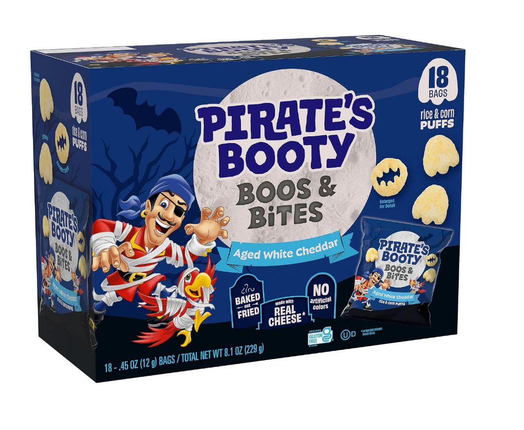 Pirate's Booty Boos & Bites Cheddar Cheese Puffs Halloween Snacks, 8.1 oz, BBD: 03-27-2027