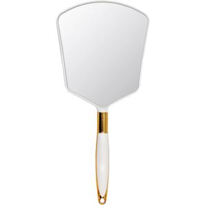 Eaoundm Hand Held Mirror with Handle, Makeup Hand Mirror with Hook Hole for Bathroom and Bedroom, Barbers Haircut Mirror for Home and Salon (6 W X6.8 L inchs, White)