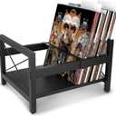 Vinyl Record Holder, All Metal Album Case Storage, Holds up to 60-80 LPs With 2 Plastic Dividers and Sliding Bar