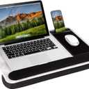 LAPGEAR Home Office Pro Lap Desk with Wrist Rest, Mouse Pad, and Phone Holder - Silver Carbon - Fits up to 15.6 Inch Laptops - Style No. 91615