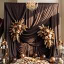20ft15ft Brown Backdrop Curtain for Wedding Parties, 4 Panels Wrinkle Free 15 FT Long Polyester Photo Backdrop Drapes Back Drop Cloth for Birthday Photography Background