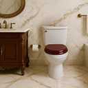 Toilet Seat, Solid Wood, Rubber Wood, High Gloss Finish, Mahogany Red, PIKLiDS (Round)