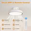 Modern Bladeless Ceiling Fans with Lights and Remote, 18.9" White Embedded Ceiling Fan Light, Flush Mount Dimmable LED Chanelier Fan for Bedroom Kids Room