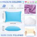 Kigley 6 Pack Mini Pillows for Daycare 9.1 x 13.8'' Small Travel Soft Breathable Cotton Pillow for Kids School Nap Travel Pet Neck Lumbar Purse Insert (Macaron Colors)