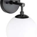 XiNBEi Lighting Wall Light 1 Light Vintage Wall Sconce with Globe Glass, Bathroom Vanity Light in Matte Black for Bathroom & Bedroom XB-W1211-MBK