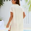 Blooming Jelly Womens Swimsuit Coverup Textured Bathing Suit Cover Up Swimwear V Neck Beach Dress Shirt 2026 (M)