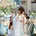 Dusty Blue Sage Green Balloon Arch Kit, 124Pcs Fog Blue Light blue Green Sand White Balloons Different Size for Baby Shower Bridal Shower Anniversary Birthday Party Decorations