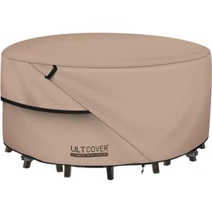 ULTCOVER Round Patio Furniture Cover - Outdoor Waterproof Table with Chair Set Cover 76 inch (Brown)