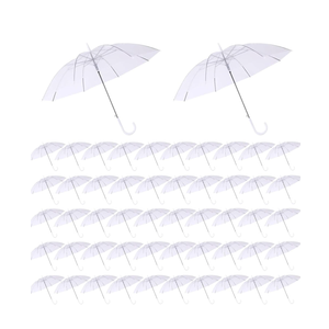 50 Pcs Wedding Clear Umbrella Bulk for Rain, Large Windproof Stick Umbrellas with J-Hook Handle for Wedding Bride Groom Photography, Prom, Graduation, Golf, Parties and Outdoor Events