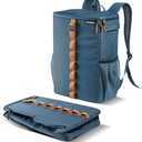 CleverMade Collapsible Backpack Cooler, 24 Can Insulated Backpack Cooler, Soft Sided Cooler Back Pack for Travel, Beach Cooler, Leakproof, Folds Flat - Ocean Cognac