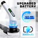 Electric Spin Scrubber, 2-Speed Cleaning Brush, Extendable Handle (White) | Includes 7 reusable brush heads and an IPX7-rated design for cleaning bathrooms, showers, kitchens, tile, floors, and grout