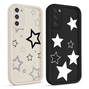 lioscre 2 Pack Cute Star Phone Case for Samsung Galaxy S21 5G 6.2", Aesthetic Coquette White Cool Y2K Pattern Print Design Women Girls Case Soft Slim Shockproof TPU Protective Funda Cover