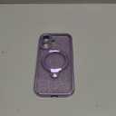 360 Spin CD Stand for iPhone 17 Case Compatible with Magsafe Ring [Never Yellow][DIY Glitter Cardstock] Camera Protection Plating Clear Cute Phone Case for Women Girls 6.3'', Lavender Purple