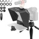 AMBITFUL Teleprompter 7.5'' with Tabletop Tripod for Smartphone and DSLR Camera, Adjustable Phone Clip & Camera Adapting Ring, for Live Streaming, Interviews