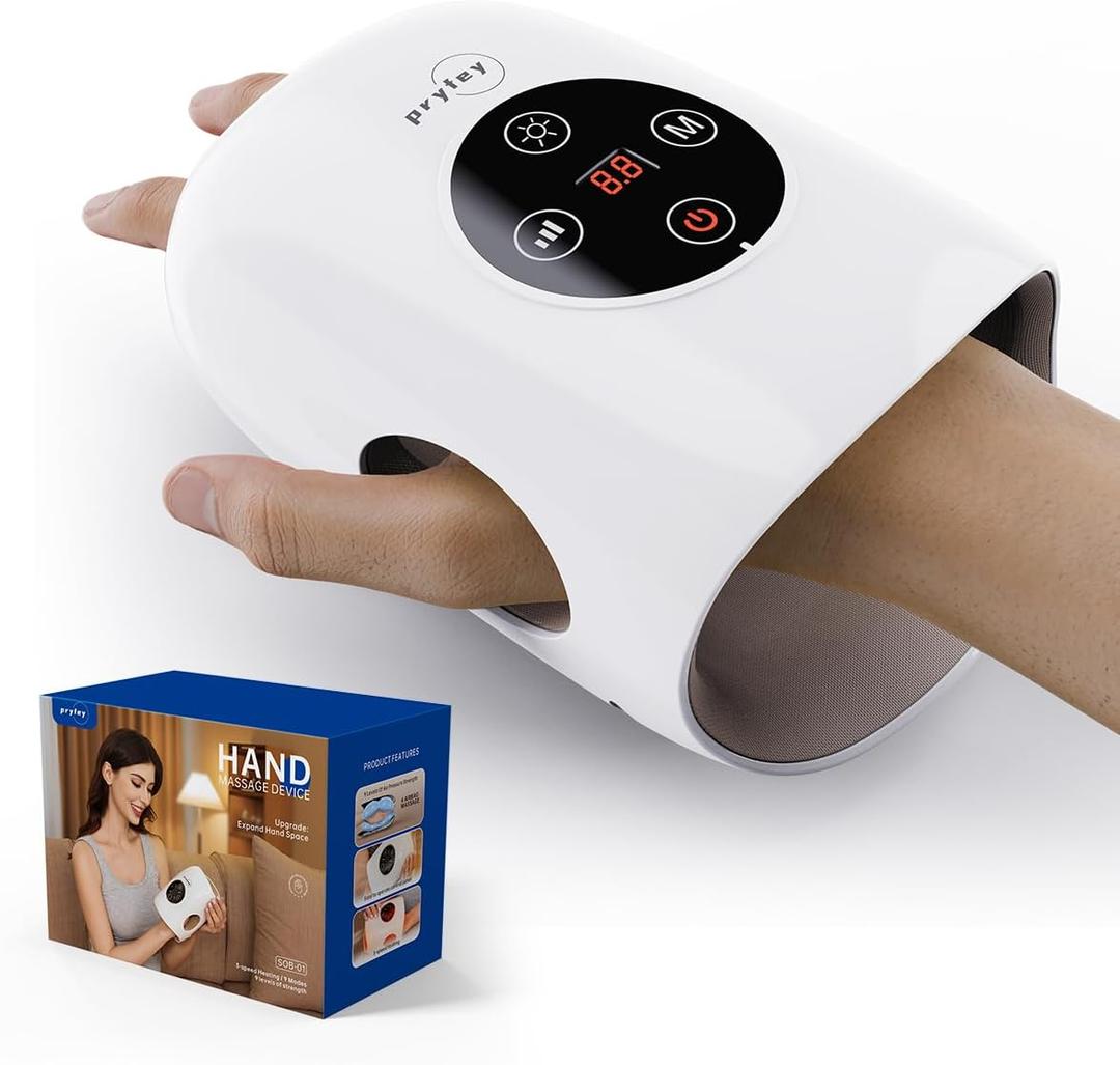 Hand Massager, 9 Modes 9 Intensities Hand Massage, Cordless Hand Massager for Arthritis and Carpal Tunnel, Gift for Men Women Parents Relaxation at Office (White)