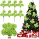 Realspring 8 Pcs Lime Green Furry Christmas Tree Picks 16 Inch Christmas Tree Topper Decorations Furry Spiral Curly Sprays Stems for Xmas Home Wreath DIY Crafts Vase Filler Decorations Gifts Supply