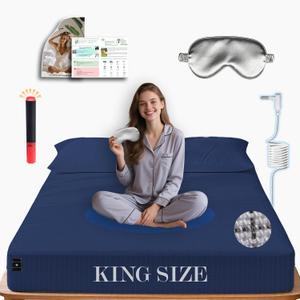 Ali King Grounding Sheets - King Size, Soft Cotton with Silver Fiber, 15'' Deep Pocket Earth Grounding Fitted Bed Sheets for Improved Sleep (Navy Blue, King 76''*80''*15'')