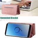 Wallet Case for Samsung Galaxy S9 Plus Leather Flip Zipper Purse Handbag with Credit Card Holder Shoulder Strap and Wrist Strap Lanyard Phone Cover for S9+ 9S 9+ S 9 9plus S9plus Women Pink