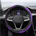 Car Steering Wheel Cover, 15 Inch Carbon Fiber Leather Elastic Steering Wheel Protector, Anti-Slip, Breathable & Soft Car Interior Accessories Universal for Most Cars, Men & Women (Purple)