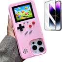 Game Phone Case for iPhone 14 Pro Retro Video Game Cover Funny Playable Design, Shockproof Protective Gamer Case for iPhone, Classic Creative Birthday Gifts, Pink