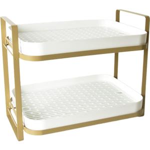 Vapaa taide Cup Drying Rack Stand 2 Tier Organizer Countertop Station Shelf Strong Carbon Steel MultiFunctional Storage Organizer for Home Office Kitchen Coffee Cups, Mugs, Glass cups Etc White