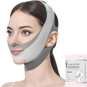 MASIKA Chin Strap for SleepingV-Line Mask,V-Line Lifting ChinstrapJaw Exerciser, Reusable Face Strap. (Grey)