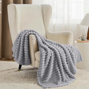 Bedsure Grey Fleece Throw Blanket for Couch - Super Soft Cozy Blankets for Women, Cute Small Throws for Girls, 50x60 Inches