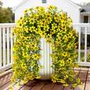 ZFProcess Artificial Hanging Flowers Plants for Outdoor Spring Summer Decoration, 2PCS Faux Silk Daisy UV Resistant Look Real for Outside Home Indoor Planter Porch Garden Yard Decor(Yellow)