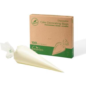 Keenpioneer 18-Inch Piping Bags, Large Capacity, Biobased Disposable Cake Decorating Pastry Bag - Pack of 100