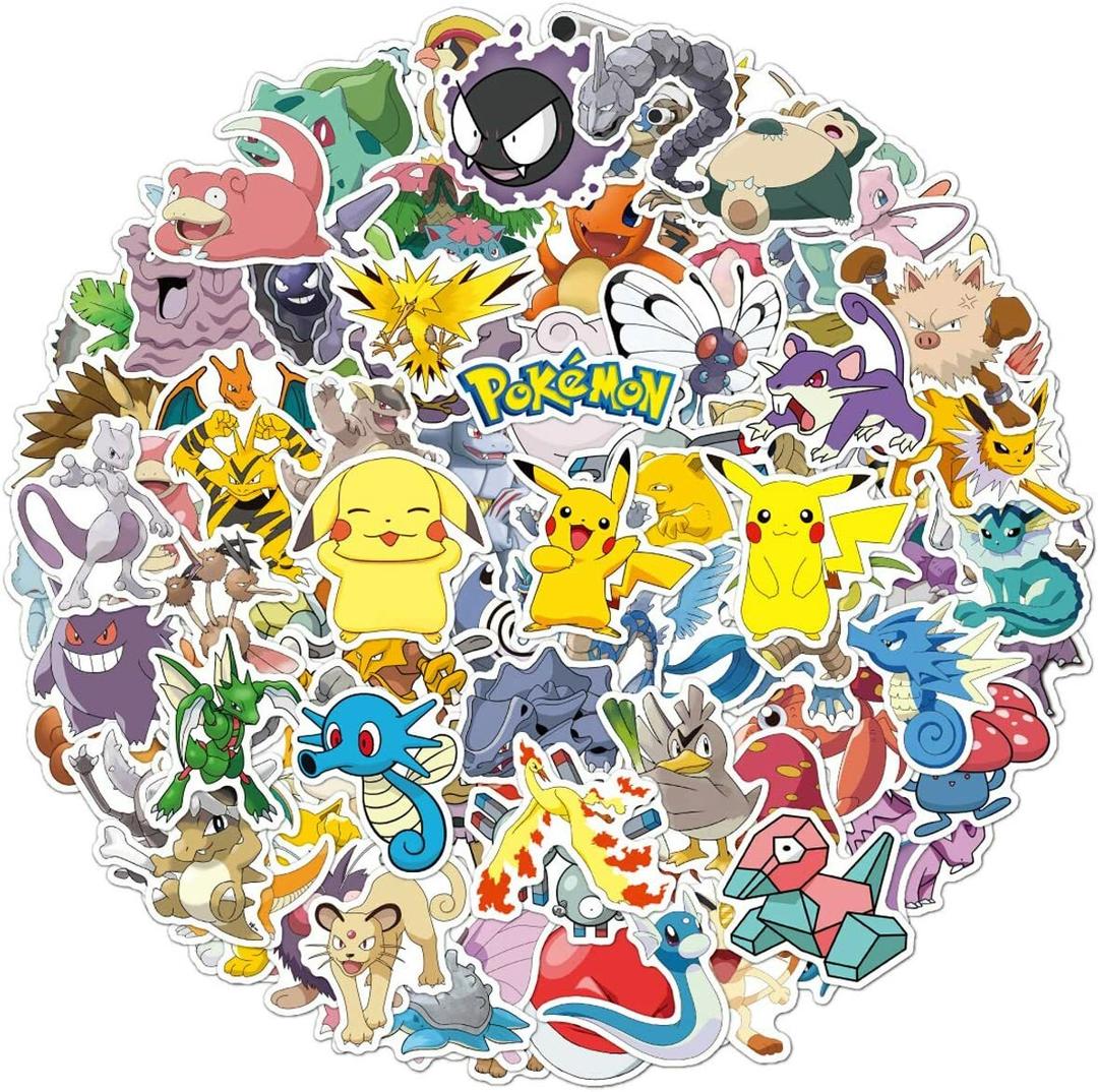 100 PCS Pokemon Cute Stickers for Gifts, Waterproof Sticker for Phone, Laptop, Water Bottles, Hydro Flask, Stickers for Kids, Toddlers, Vinyl