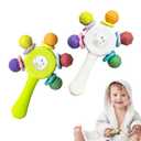 2PCS Baby Sensory Teething Toys-Rattle Stick,Food Grade BPA Free Chew Toy,Grip Strengthening Handle for Hearing Teeth Development,Infant Learning Toys for Aged 0-36 Months (White+Green)