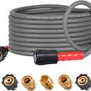 YAMATIC Upgraded Flexible Pressure Washer Hose 25FT 1/4", 3200 PSI Non-Kink Replacement with M22-14mm & 3/8" Quick Connect Adapters, Extension for Gas Power Washer Troy-Bilt Ryobi Honda Craftsman (Gray)