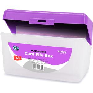 Enday Index Card Holder Purple, 3x5 Note Flash Card Organizer Case, Index Card File w/flip top, Notecard Recipe, Holder, Holds 250 Cards