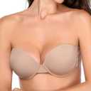 JOATEAY Adhesive Bra Strapless Sticky Push Up Reusable Invisible Lift Padded Non-Slip for Women Backless Dress Wedding Party (Nude, Cup C)