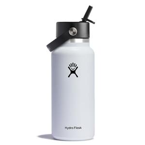 Amazon.com: Hydro Flask Water Bottle - Insulated Stainless Steel - Wide Mouth Flex Straw Lid, Non Spill, Leakproof and Refillable in 32 Oz White : Home & Kitchen