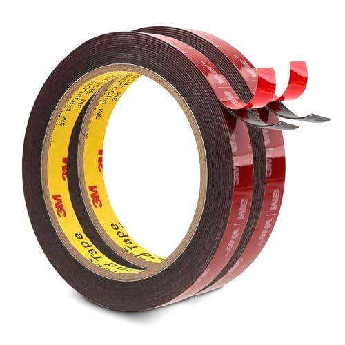 3M Double Sided Mounting Tape 0.5" x 15.4 Ft 0.025in Thick Black 1 Pack 5925 Heavy Duty Foam Tape Strong Adhesive for Car Décor Home Office Logos