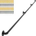 OUSHENG Stair Railing Indoor Hand Rails for Outdoor Steps, Industrial Pipe Handrail Metal Iron Handle Support for Wall Mount Staircase Porch, Vintage Farmhouse Style, 12ft (Black)