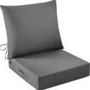 Outdoor Seat Cushion Set, Waterproof & Fade Resistant Patio Chair Cushions, Outdoors Cushion for Patio Furniture, 24 x 24 x 5.75 Inch, Outdoor Couch Cushions with Handle and Ties, Grey