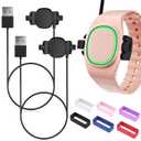 2 Pack Compatible with Magic Band Plus Charger & 6 Pack Locks, 3.3FT Replacement Charger Only Compatible with Disney-Magic Band+, Multi-Color Security Clips Protectors (Black)