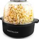 Nostalgia 6-Quart Stirring Popcorn Popper - Quick-Heat Technology - Makes 24 Cups of Popcorn - Includes Kernel Measuring Cup - Perfect for Birthday Parties, Movie Nights, and More - Black Original