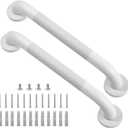 Shower Grab Bar, 2 Pack 16 Inch White Bathroom Grab Bar, 1.25" Diameter 304 Stainless Steel Anti-Slip Grab Bars for Bathtubs and Showers, Handicap Shower Grab Bar for Seniors Elderly