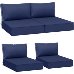 AAAAAcessories Outdoor Deep Seat Cushions, Waterproof, Fade-Resistant Patio Furniture Replacement Cushions, 23.5" x 25.5" x 5" + 23.5" x 13.5", Set of 4, Navy Blue