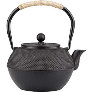 40.6oz Cast Iron Teapot, Japanese Tetsubin Tea Kettle for Stovetop Safe, Black Cast Iron Tea Kettle with Tea strainer for Loose and a Fully Enameled Interior (1200ml)
