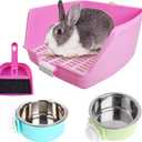 PINVNBY Rabbit Litter Box for Cage Bunny Corner Bedding Box Small Animal Litter Pan Hanging Pet Bowls Cage Potty Trainer Pet Toilet for Rabbit Bunny Guinea Pigs (11.02 x 11.02 x 6.3 inches)