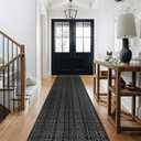Seavish Long Hallway Runner Rug, Boho Kitchen Runner Rug, 2.6'x10' Black and White Striped Rug, Double Sided Woven Cotton Washable Rug, Indoor Outdoor Carpet Runners, Low-Profile Front Door Porch Mat