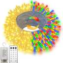 66Ft 200 LED String Lights Battery Operated, 12 Modes Christmas String Lights with Remote Timer Fairy Twinkle Lights for Indoor Outdoor Wedding Party Tree Decor(Multicolor) (Clear Wire - Multicolor)