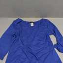SSOULM Women's Basic Stretchy 1/2 Sleeve Crewneck Slim Fit T-Shirt Top with Plus Size Large, Blue